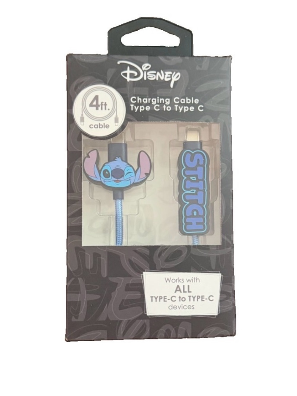 Disney Stitch USB-C to USB-C 4ft Charging Cable New
